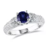Buy 💯 Lab Created Created Blue and Created White Sapphire Engagement Ring in Sterling Silver by Belk & Co. 🛒