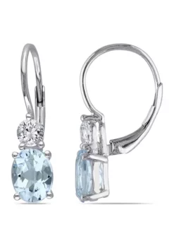 Wholesale 🌟 Lab Created 3.84 ct. t.g.w. Blue Topaz and Created White Sapphire Leverback Earrings in Sterling Silver by Belk & Co. 🔥