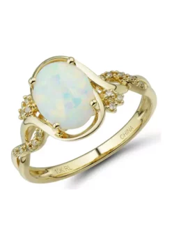 Best reviews of 🧨 1/10 ct. t.w. Lab Created Diamond and Opal Ring in 10K Yellow Gold by Belk & Co. 😍 -DealsBelk & Co. Store Belk 14806