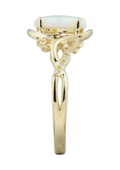 Best reviews of 🧨 1/10 ct. t.w. Lab Created Diamond and Opal Ring in 10K Yellow Gold by Belk & Co. 😍 -DealsBelk & Co. Store Belk 14807