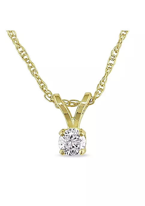 Discount ๐ฅ 1/10 ct. t.w. Diamond Solitaire Pendant with Chain in 14K Yellow Gold by Belk & Co. ๐ 1 Discount ๐ฅ 1/10 ct. t.w. Diamond Solitaire Pendant with Chain in 14K Yellow Gold by Belk & Co. ๐