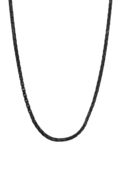Buy ⭐ Stainless Steel 2.5 Millimeter Snake Chain Necklace with Black Ion Plating, 24 Inch by Belk & Co. 🥰