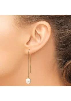 Brand new ❤️ 14K Yellow Gold 7-8mm White Rice Freshwater Cultured Pearl Box Chain Threader Earrings by Belk & Co. ⭐ -DealsBelk & Co. Store Belk 14857