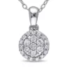 Promo 👏 1/4 ct. t.w. Diamond Cluster Halo Pendant With Chain In Sterling Silver by Belk & Co. ❤️