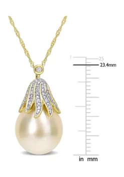 Best Pirce ✔️ 10-11mm South Sea Cultured Pearl and Diamond Accent Pendant with Chain in 14k Yellow Gold by Belk & Co. ⌛ 10 Best Pirce ✔️ 10-11mm South Sea Cultured Pearl and Diamond Accent Pendant with Chain in 14k Yellow Gold by Belk & Co. ⌛ -DealsBelk & Co. Store Belk 14878