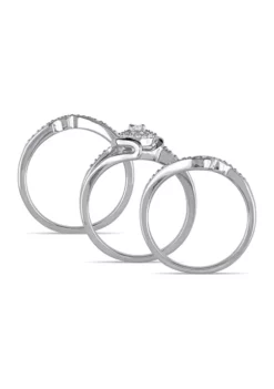 Cheap 🤩 1/3 ct. t.w. Diamond Halo Twist Split Shank 3-Piece Bridal Set In Sterling Silver by Belk & Co. 🎉 -DealsBelk & Co. Store Belk 14889