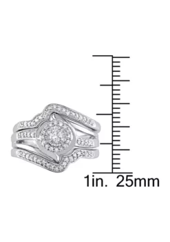 Cheap 🤩 1/3 ct. t.w. Diamond Halo Twist Split Shank 3-Piece Bridal Set In Sterling Silver by Belk & Co. 🎉 -DealsBelk & Co. Store Belk 14890