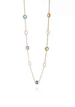 Flash Sale ๐งจ Blue Topaz, Amethyst, Peridot & Citrine Necklace in 10K Yellow Gold by Belk & Co. ๐คฉ