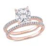 Buy 🔥 Lab Created 2 ct. t.w. Cushion Moissanite and 1/4 ct. t.w. Diamond Bridal Ring Set in 14k Rose Gold by Belk & Co. 🤩