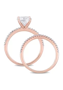 Buy 🔥 Lab Created 2 ct. t.w. Cushion Moissanite and 1/4 ct. t.w. Diamond Bridal Ring Set in 14k Rose Gold by Belk & Co. 🤩 -DealsBelk & Co. Store Belk 14920