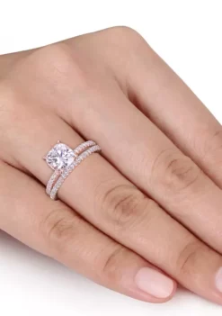 Buy 🔥 Lab Created 2 ct. t.w. Cushion Moissanite and 1/4 ct. t.w. Diamond Bridal Ring Set in 14k Rose Gold by Belk & Co. 🤩 -DealsBelk & Co. Store Belk 14922