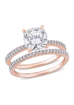Buy 🔥 Lab Created 2 ct. t.w. Cushion Moissanite and 1/4 ct. t.w. Diamond Bridal Ring Set in 14k Rose Gold by Belk & Co. 🤩 -DealsBelk & Co. Store Belk 14923