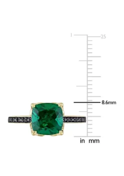 Hot Sale 🎉 1.62 ct. t.w. Created Emerald and 1/10 ct. t.w. Black Diamond Accent Ring in 10K Yellow Gold by Belk & Co. 😀 -DealsBelk & Co. Store Belk 14930