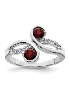 New 😍 7/8 ct. t.w. Garnet and White Topaz Swirl Ring in Rhodium-Plated Sterling Silver by Belk & Co. 🥰 -DealsBelk & Co. Store Belk 14936