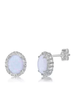 Best reviews of 🎁 Lab Created 3 ct. t.w. Created Opal and White Topaz Earrings in Sterling Silver by Belk & Co. 👍