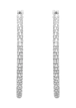 Deals 👍 30 Millimeter Mermaid Cut Tube Hoop Earrings in 10K White Gold by Belk & Co. 💯 -DealsBelk & Co. Store Belk 14945