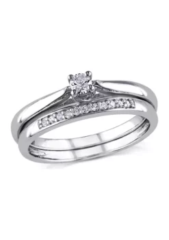Best Sale ⭐ 1/6 ct. t.w. Diamond Bridal Set in Sterling Silver by Belk & Co. 👏