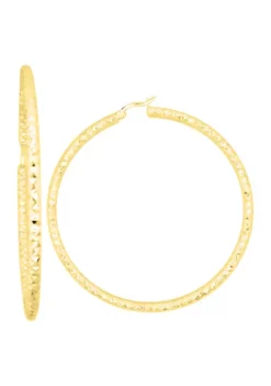 Wholesale ๐ 2 mm x 50 mm Round Tube Hoop Earrings in Gold Over Sterling Silver by Belk & Co. ๐