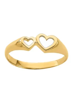 Promo ๐ 14K Yellow Gold Double Heart Cut Out Ring by Belk & Co. ๐
