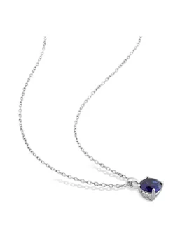 Discount 👍 2.4 ct. t.g.w. Created Blue Sapphire Solitaire Pendant with Chain in Sterling Silver by Belk & Co. 🛒 -DealsBelk & Co. Store Belk 15025