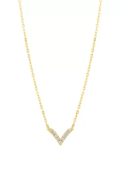Flash Sale 💯 1/6 ct. t.w. Lab Created White Sapphire Necklace in 10K Yellow Gold by Belk & Co. ❤️ -DealsBelk & Co. Store Belk 15033