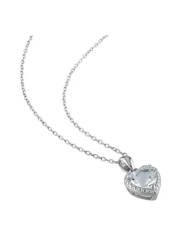 Promo ⌛ 1.5 ct. t.g.w. Aquamarine Pendant with Chain in Sterling Silver by Belk & Co. ❤️ -DealsBelk & Co. Store Belk 15038