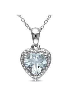 Promo ⌛ 1.5 ct. t.g.w. Aquamarine Pendant with Chain in Sterling Silver by Belk & Co. ❤️ -DealsBelk & Co. Store Belk 15039