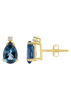 Best deal ✨ 14K Gold 8x5 Pear Shape London Blue Topaz Diamond Accent Earrings by Belk & Co. ⭐ -DealsBelk & Co. Store Belk 15068