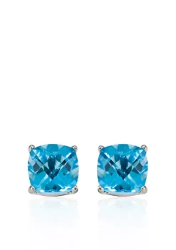 Cheap 😍 14k White Gold 8mm Blue Topaz Stud Earrings by Belk & Co. ⌛