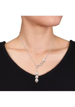 Brand new 🔥 8-9MM Cultured Freshwater Pearl Infinity Lariat Necklace in Sterling Silver by Belk & Co. 🎁 -DealsBelk & Co. Store Belk 15086