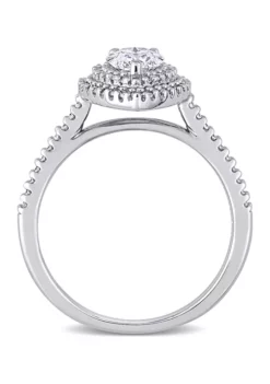 Top 10 🌟 1 ct. t.w. Moissanite and 1/3 ct. t.w. Diamond Teardrop Halo Engagement Ring in 14k White Gold by Belk & Co. 👏 -DealsBelk & Co. Store Belk 15096