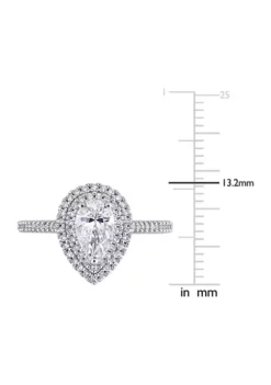 Top 10 🌟 1 ct. t.w. Moissanite and 1/3 ct. t.w. Diamond Teardrop Halo Engagement Ring in 14k White Gold by Belk & Co. 👏 -DealsBelk & Co. Store Belk 15097