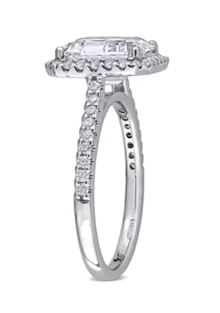 New 🛒 3.4 ct. t.w. Emerald-Cut Moissanite Halo Engagement Ring in 10K White Gold by Belk & Co. 👏 -DealsBelk & Co. Store Belk 1510