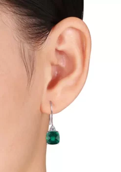 Best Pirce ⭐ 5.37 ct. t.w. Lab Created Emerald Earrings with Diamonds in 10K White Gold by Belk & Co. 🌟 -DealsBelk & Co. Store Belk 15109