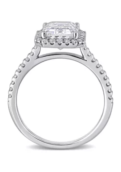 New 🛒 3.4 ct. t.w. Emerald-Cut Moissanite Halo Engagement Ring in 10K White Gold by Belk & Co. 👏 -DealsBelk & Co. Store Belk 1511