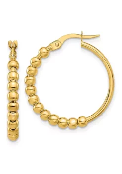 Deals 🔔 14K Yellow Gold Polished Beaded Hoop Earrings by Belk & Co. 😍 -DealsBelk & Co. Store Belk 15119
