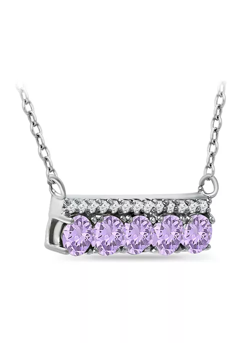 Discount 😉 1.13 ct. t.w. Amethyst and White Topaz Bar Necklace, Sterling Silver by Belk & Co. 😉 3 Discount 😉 1.13 ct. t.w. Amethyst and White Topaz Bar Necklace, Sterling Silver by Belk & Co. 😉 - Image 3