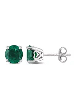 Cheap ๐งจ Lab Created 2.30 ct. t.g.w. Created Emerald Solitaire Stud Earrings in Sterling Silver by Belk & Co. ๐