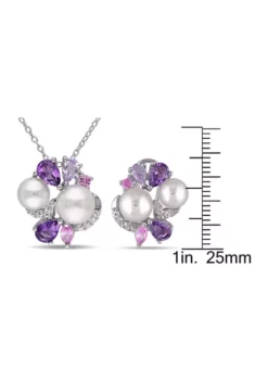 Coupon 🤩 2 -Pc Set Of 4 CT TGW Created White and Pink Sapphire, Amethyst, Rose de France and Cultured Freshwater Pearl Cluster Earrings and Pendant With Chain in Sterling Silver by Belk & Co. 🛒 7 Coupon 🤩 2 -Pc Set Of 4 CT TGW Created White and Pink Sapphire, Amethyst, Rose de France and Cultured Freshwater Pearl Cluster Earrings and Pendant With Chain in Sterling Silver by Belk & Co. 🛒 -DealsBelk & Co. Store Belk 15213