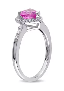 Hot Sale 🌟 Lab Created 1/10 CT TW Diamond and Created Pink Sapphire Heart Halo Ring in Sterling Silver by Belk & Co. 👏 -DealsBelk & Co. Store Belk 15223