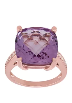 Cheap 💯 Pink Amethyst Ring with 1/6 ct. t.w. Diamond in 10k Rose Gold by Belk & Co. 👍
