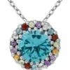 Best Sale 🎁 1.6 ct. t.w. Blue Topaz with Multi Gemstone Halo Necklace, Sterling Silver by Belk & Co. 👍