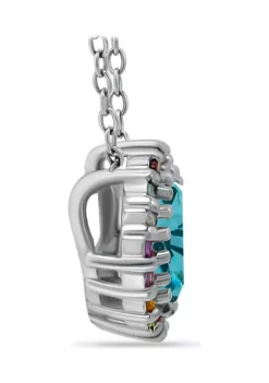 Best Sale 🎁 1.6 ct. t.w. Blue Topaz with Multi Gemstone Halo Necklace, Sterling Silver by Belk & Co. 👍 -DealsBelk & Co. Store Belk 15248