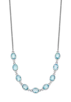 New 🧨 14.1 ct. t.w. Swiss Blue Topaz with 2-Inch Extension Necklace in Rhodium-Plated Sterling Silver by Belk & Co. 👍