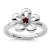 Buy 🎉 1/8 ct. t.w. Garnet Polished Stackable Expressions Flower Ring in Sterling Silver by Belk & Co. 🎉