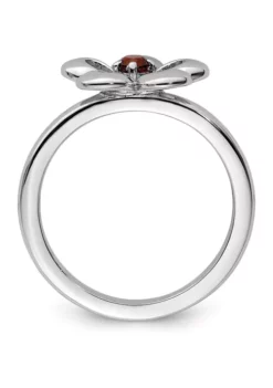 Buy 🎉 1/8 ct. t.w. Garnet Polished Stackable Expressions Flower Ring in Sterling Silver by Belk & Co. 🎉 -DealsBelk & Co. Store Belk 15270