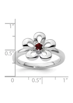 Buy 🎉 1/8 ct. t.w. Garnet Polished Stackable Expressions Flower Ring in Sterling Silver by Belk & Co. 🎉 -DealsBelk & Co. Store Belk 15272