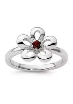 Buy 🎉 1/8 ct. t.w. Garnet Polished Stackable Expressions Flower Ring in Sterling Silver by Belk & Co. 🎉 -DealsBelk & Co. Store Belk 15273