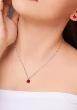 Best Sale ✔️ Lab Created 4 7/8CT TGW Created Ruby Solitaire Stud Earring and Pendant with chain Set in Sterling Silver by Belk & Co. 😀 -DealsBelk & Co. Store Belk 15284