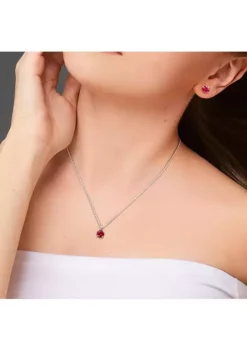 Best Sale ✔️ Lab Created 4 7/8CT TGW Created Ruby Solitaire Stud Earring and Pendant with chain Set in Sterling Silver by Belk & Co. 😀 -DealsBelk & Co. Store Belk 15285